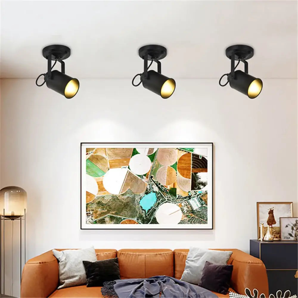 Industrial black and gold wrought iron spotlight – living room lamp