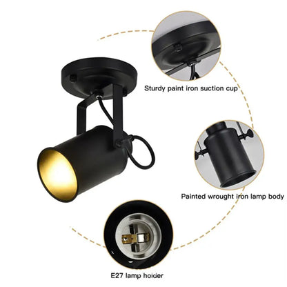 Industrial black and gold wrought iron spotlight – living room lamp