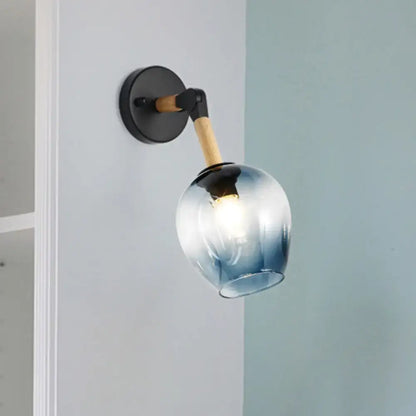 Industrial black and ocean blue wall sconce bedroom globe light