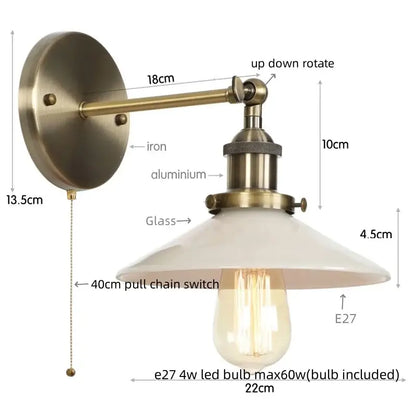 Industrial black and white led wall lights bedroom sconce