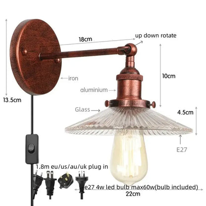 Industrial black and white led wall lights bedroom sconce