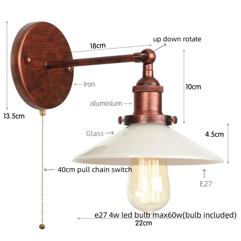Industrial black and white led wall lights bedroom sconce