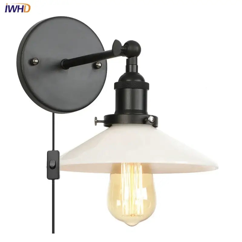 Industrial black and white led wall lights bedroom sconce