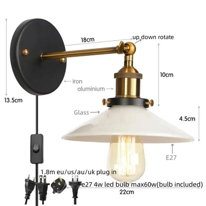 Industrial black and white led wall lights bedroom sconce