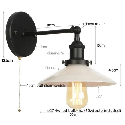 Industrial black and white led wall lights bedroom sconce