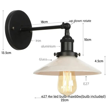Industrial black and white led wall lights bedroom sconce