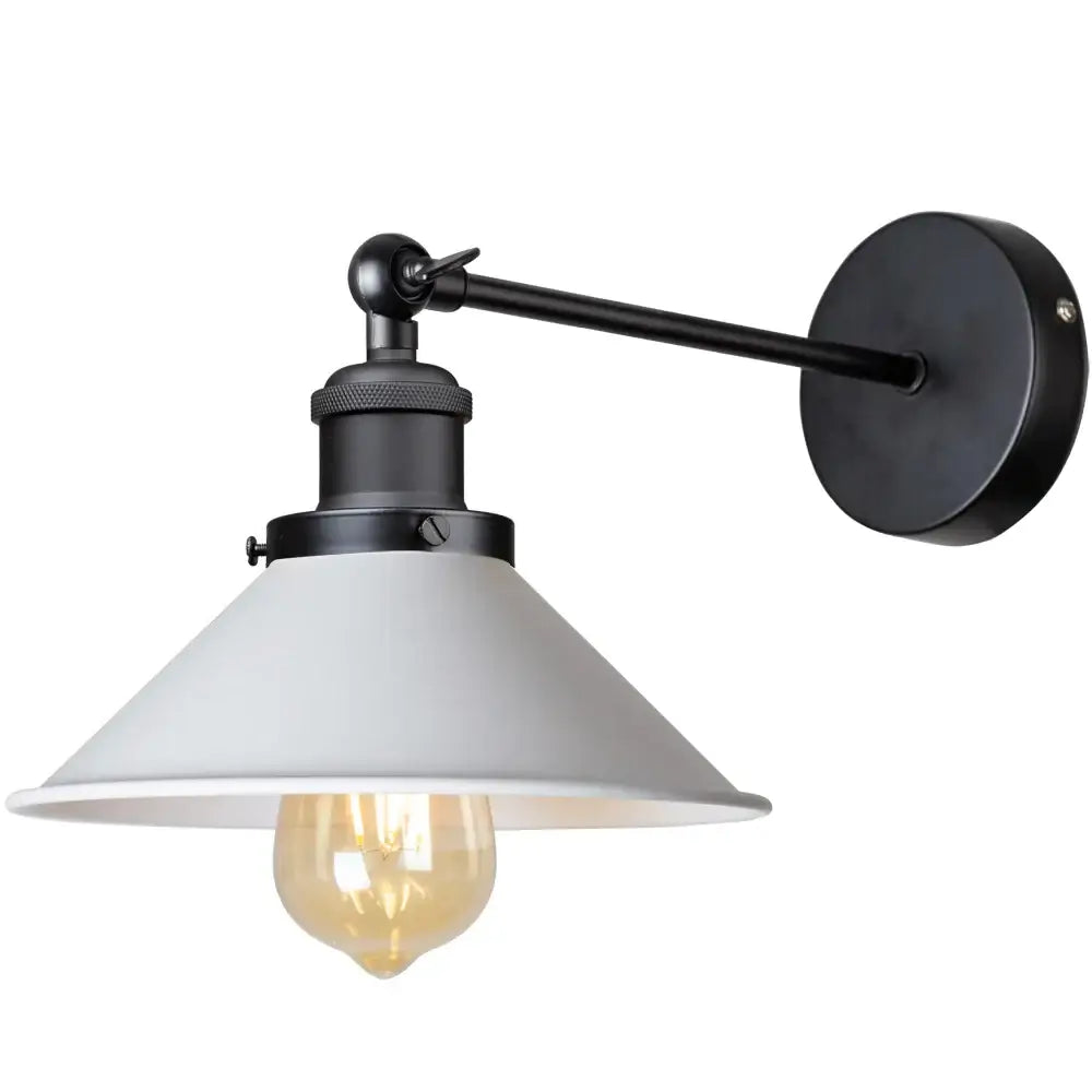 Industrial black and white wall sconce bedroom metal lamp