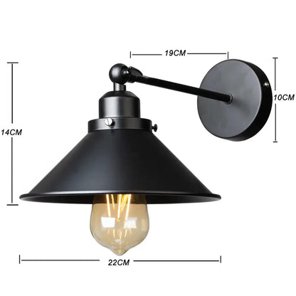 Industrial black and white wall sconce bedroom metal lamp