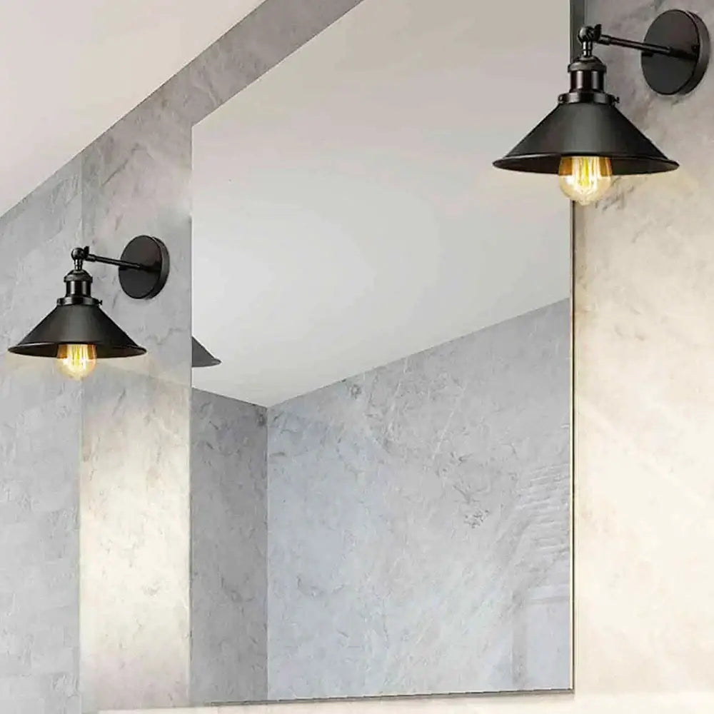 Industrial black and white wall sconce bedroom metal lamp