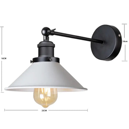 Industrial black and white wall sconce bedroom metal lamp