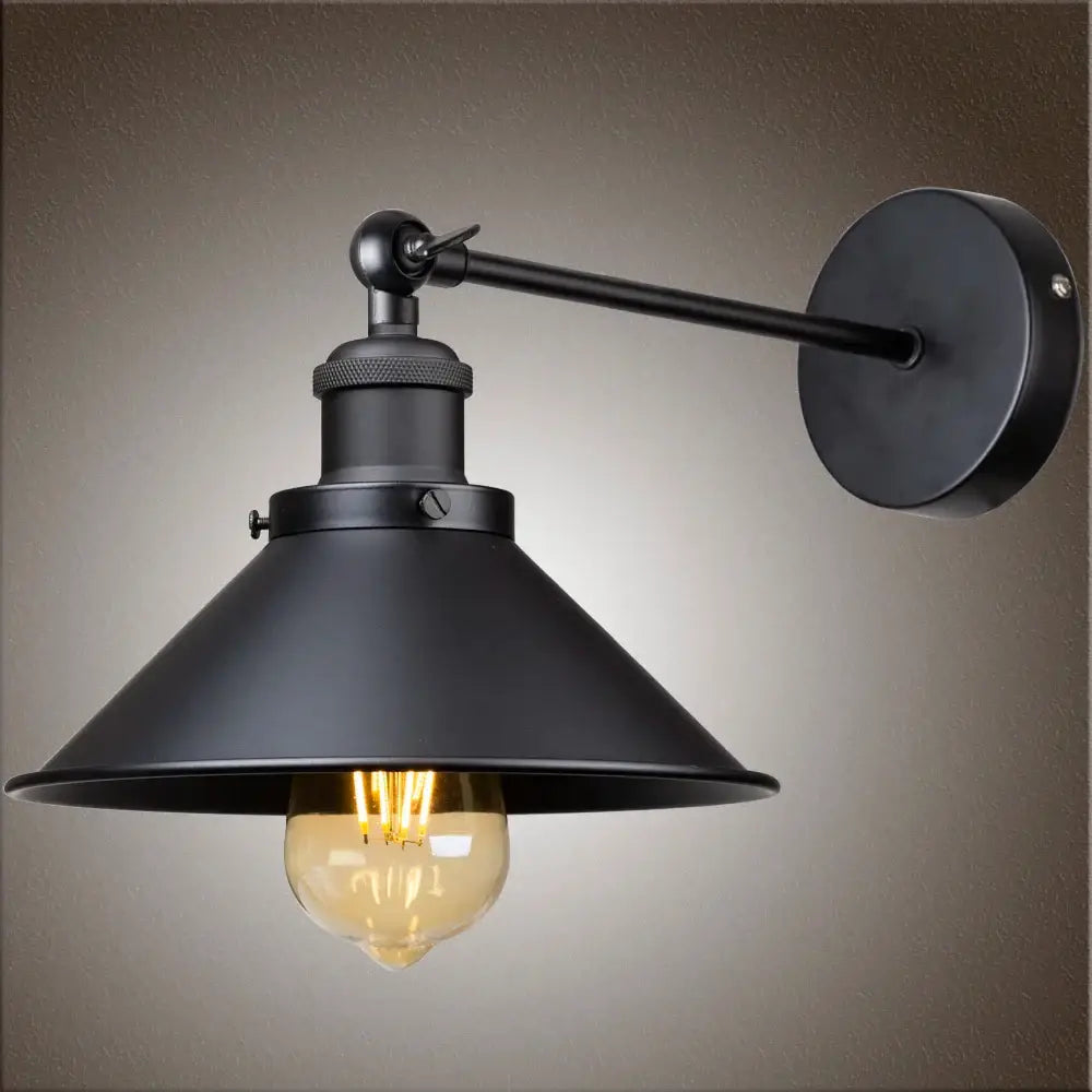 Industrial black and white wall sconce bedroom metal lamp