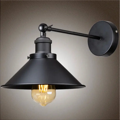 Industrial black and white wall sconce bedroom metal lamp