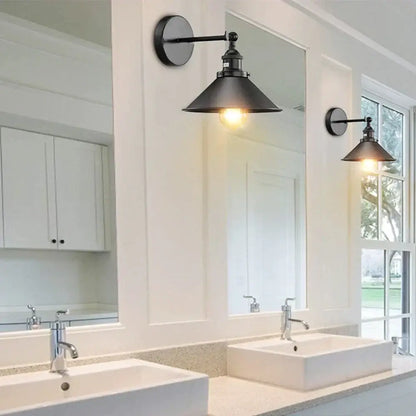 Industrial black and white wall sconce bedroom metal lamp