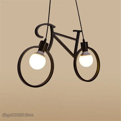 Industrial black bicycle pendant light living room exposed bulb fixture