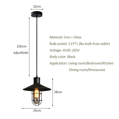 Industrial black bird cage pendant light dining room chandelier