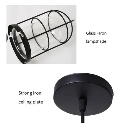 Industrial black bird cage pendant light dining room chandelier