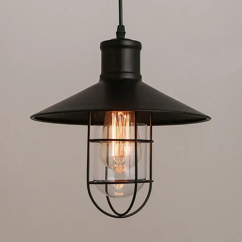 Industrial black bird cage pendant light dining room chandelier