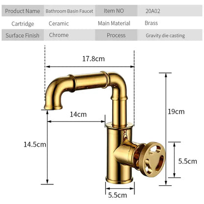 Industrial black brass basin faucet bathroom vintage pipe tap