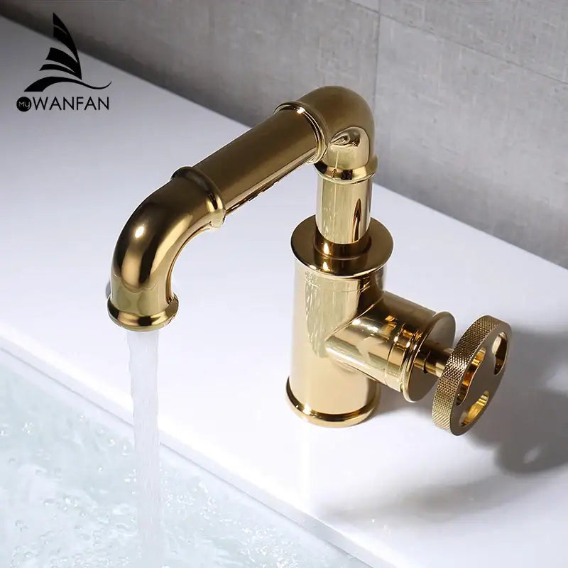 Industrial black brass basin faucet bathroom vintage pipe tap