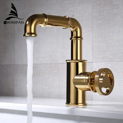 Industrial black brass basin faucet bathroom vintage pipe tap