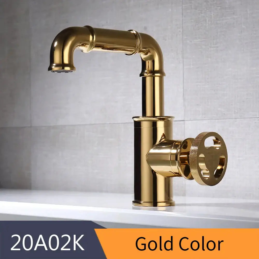 Industrial black brass basin faucet bathroom vintage pipe tap