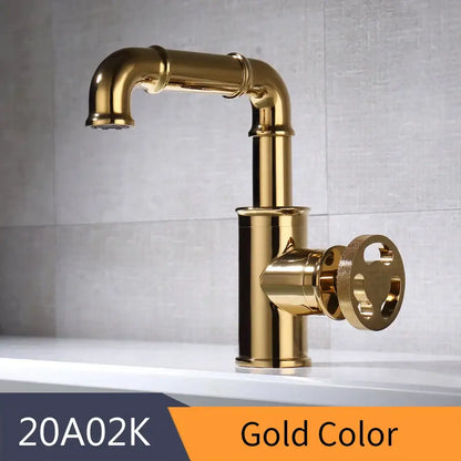 Industrial black brass basin faucet bathroom vintage pipe tap