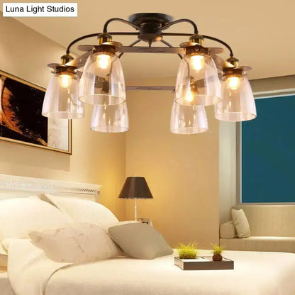 Industrial black & brass cognac glass bell ceiling lamp living room
