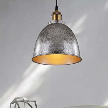 Industrial black & brass dome pendant lamp kitchen hanging light