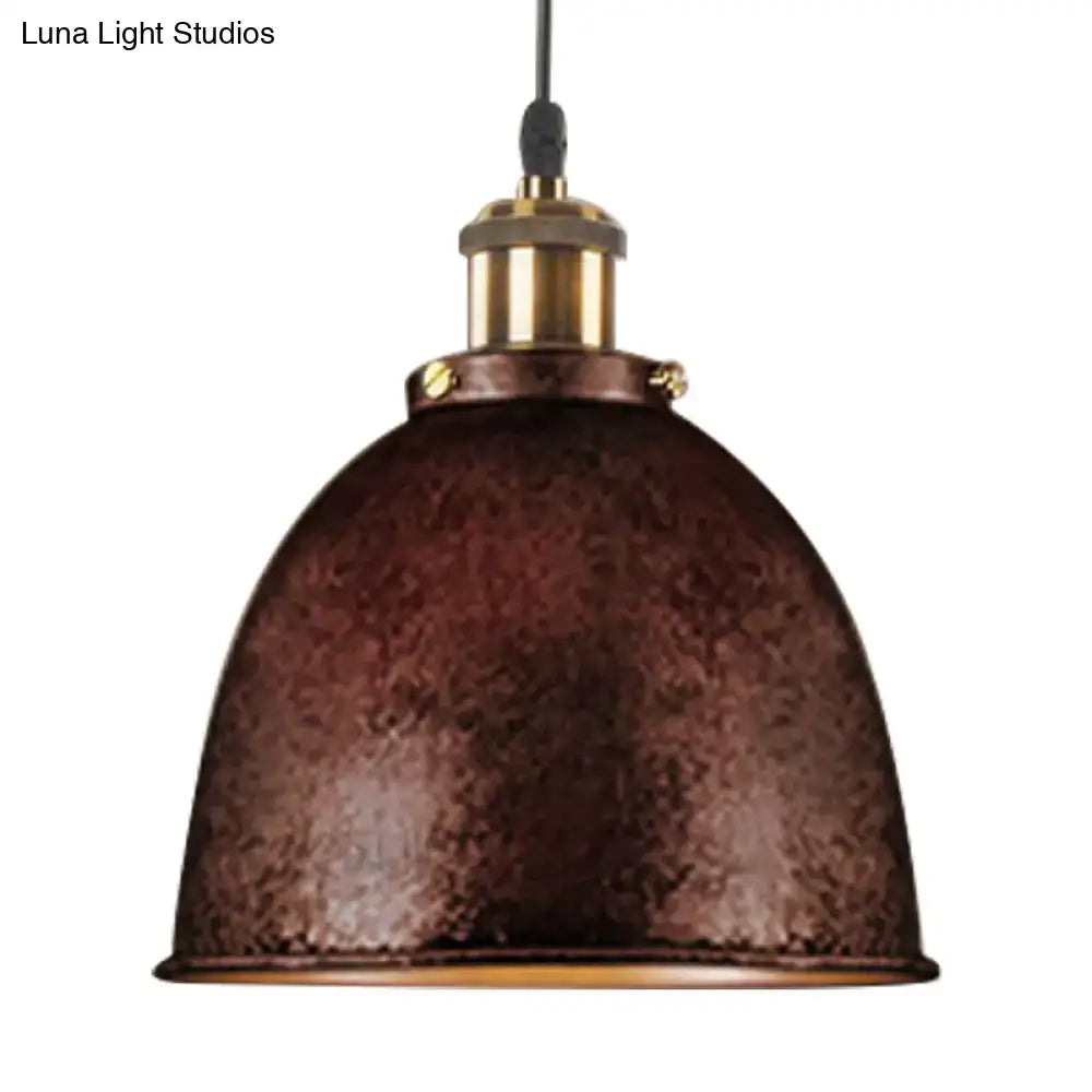 Industrial black & brass dome pendant lamp kitchen hanging light