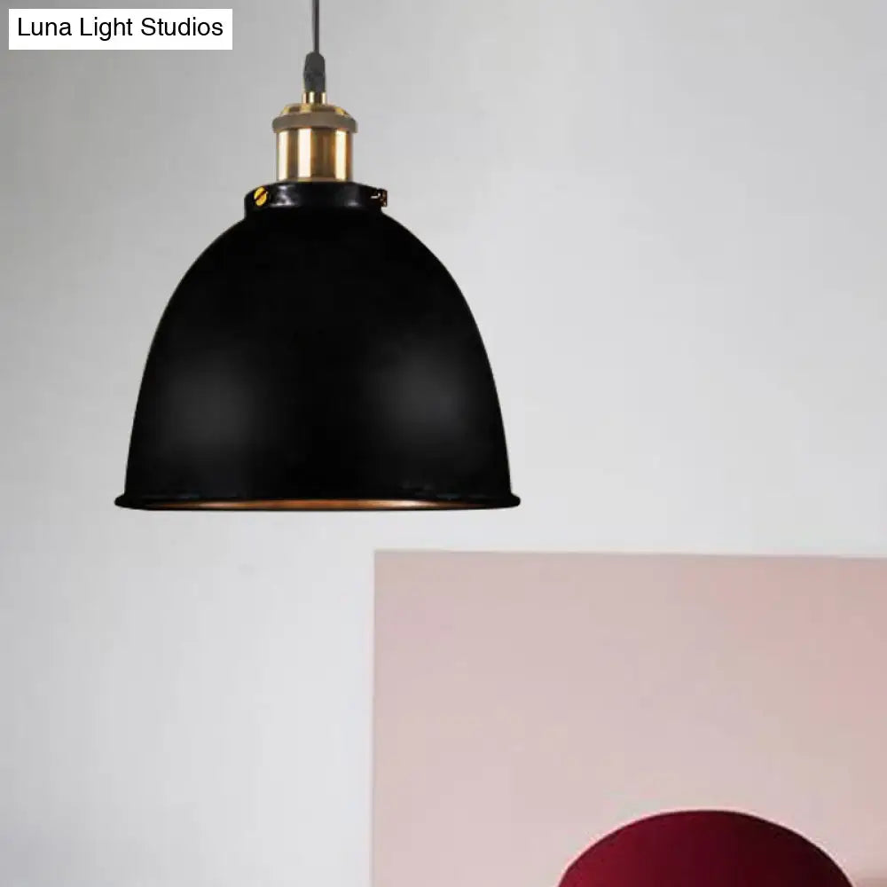 Industrial black & brass dome pendant lamp kitchen hanging light