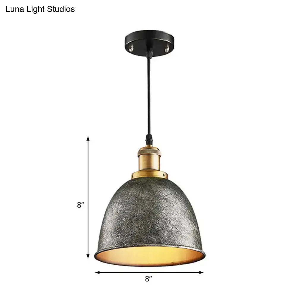 Industrial black & brass dome pendant lamp kitchen hanging light