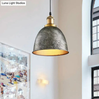 Industrial black & brass dome pendant lamp kitchen hanging light