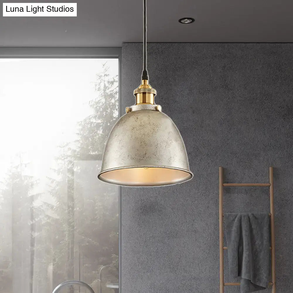Industrial black & brass dome pendant lamp kitchen hanging light