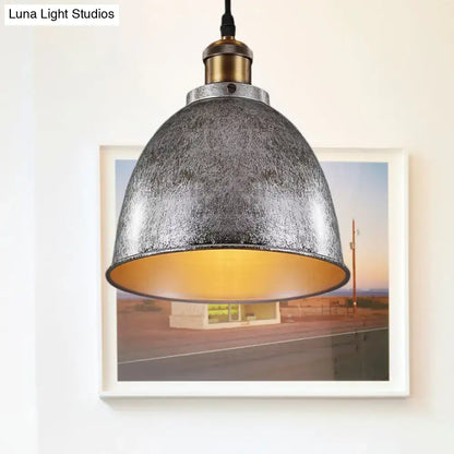 Industrial black & brass dome pendant lamp kitchen hanging light