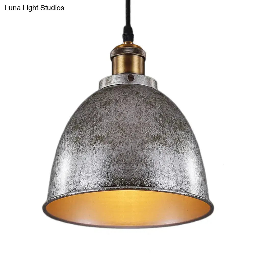 Industrial black & brass dome pendant lamp kitchen hanging light