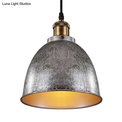 Industrial black & brass dome pendant lamp kitchen hanging light