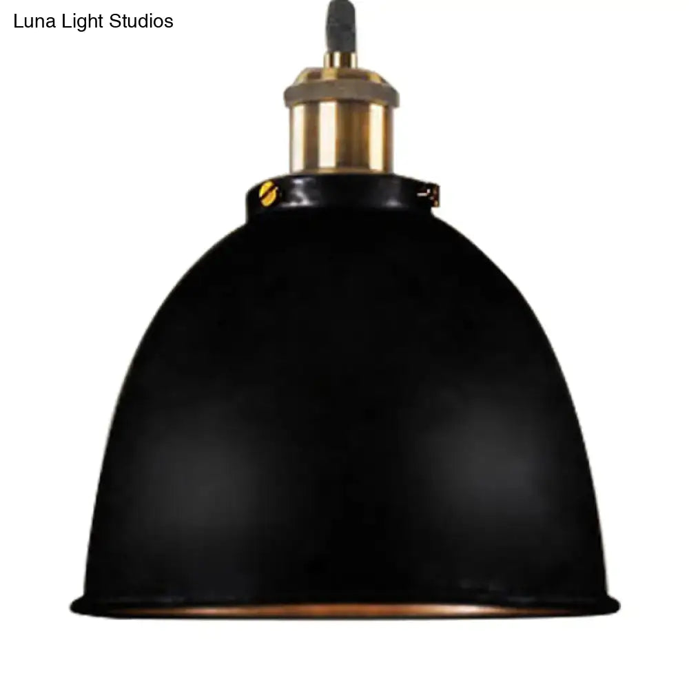 Industrial black & brass dome pendant lamp kitchen hanging light