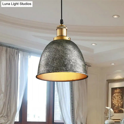 Industrial black & brass dome pendant lamp kitchen hanging light