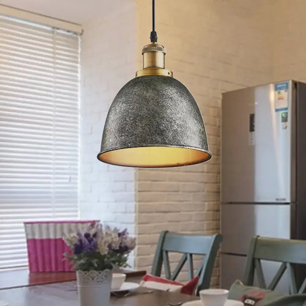 Industrial black & brass dome pendant lamp kitchen hanging light