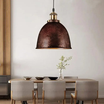 Industrial black & brass dome pendant lamp kitchen hanging light