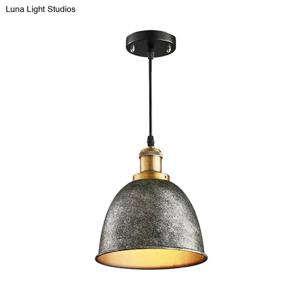 Industrial black & brass dome pendant lamp kitchen hanging light