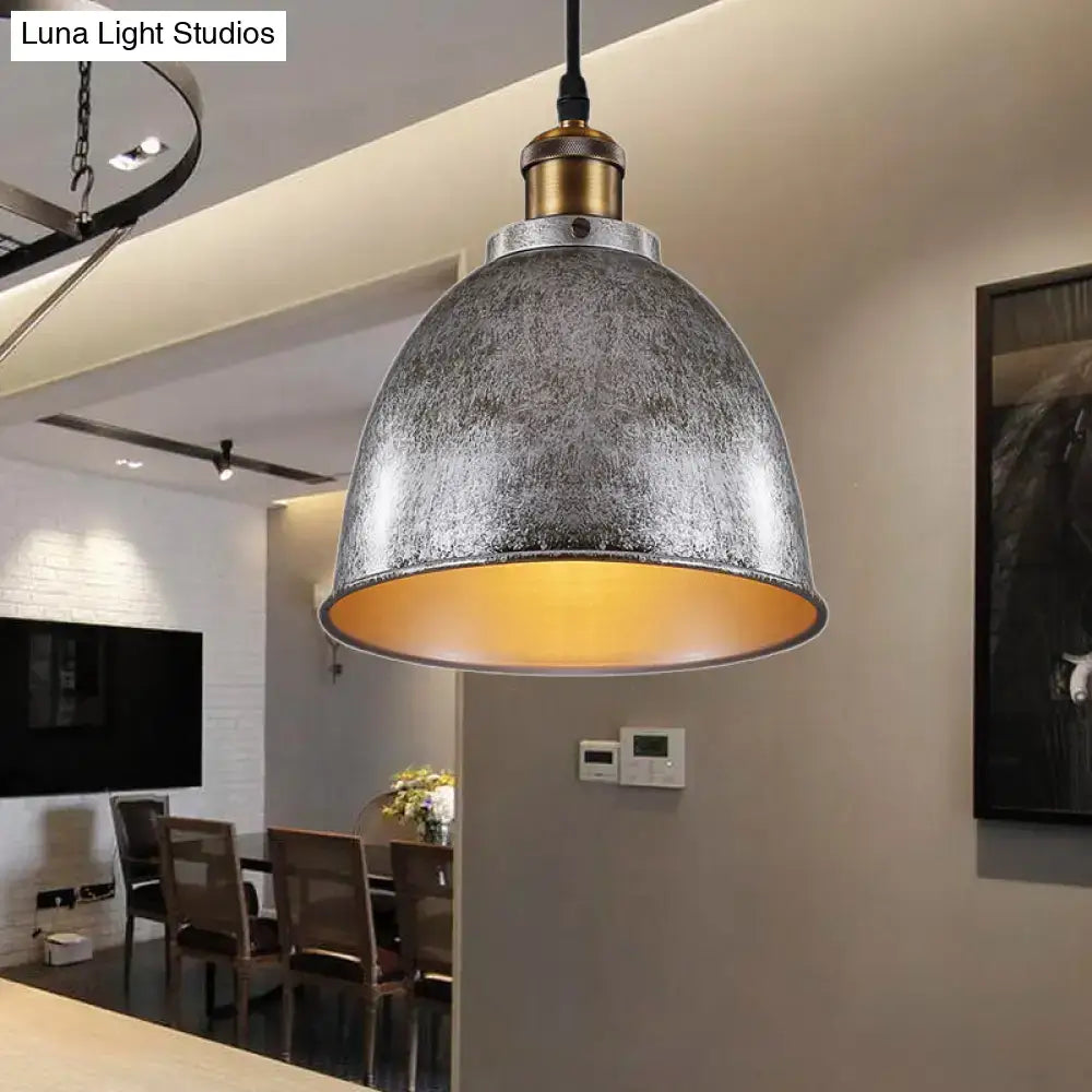 Industrial black & brass dome pendant lamp kitchen hanging light