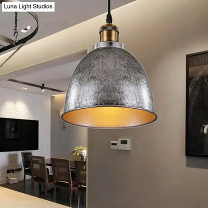 Industrial black & brass dome pendant lamp kitchen hanging light