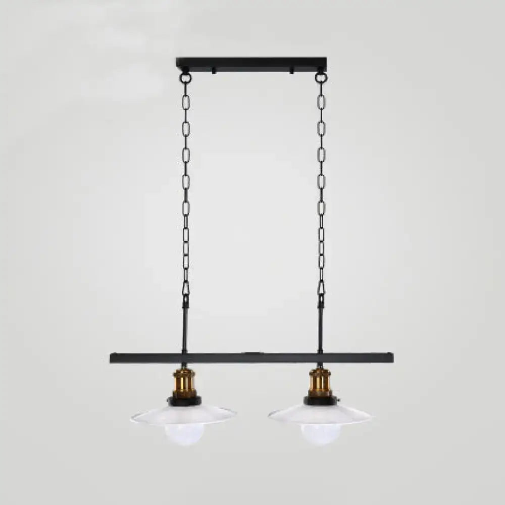 Industrial black & brass kitchen island light fixture with glass shades