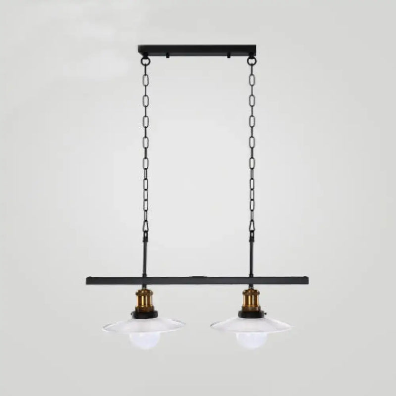 Industrial black & brass kitchen island light fixture with glass shades