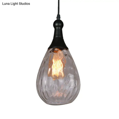 Industrial black & brass smoked glass pendant ceiling light bedroom