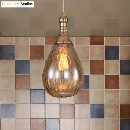 Industrial black & brass smoked glass pendant ceiling light bedroom