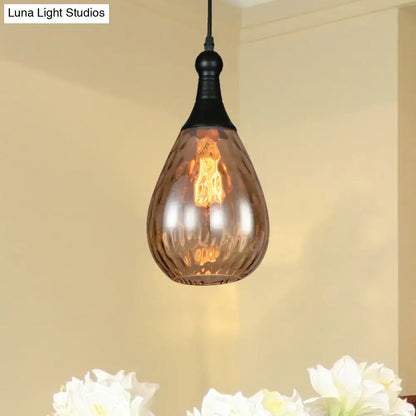 Industrial black & brass smoked glass pendant ceiling light bedroom