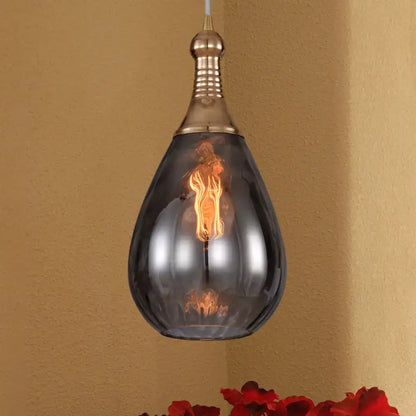 Industrial black & brass smoked glass pendant ceiling light bedroom