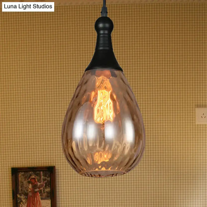Industrial black & brass smoked glass pendant ceiling light bedroom